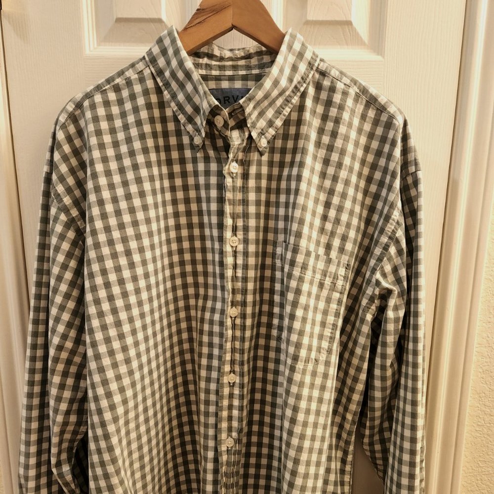 Orvis - Men's LS button-down shirt - Green/White Gingham - Size XXL